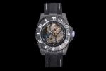 Rolex Submariner 3135 Skeleton Movement 40mm Black Carbon Fiber Case Black Fabric Band Watch
